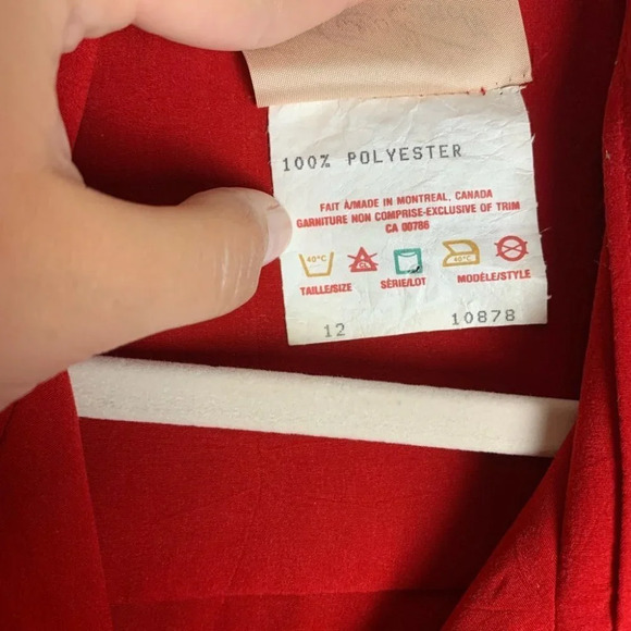 Vintage Red Secretary  Dress Belted Church Business SIZE 12| Charles Caroll - Picture 7 of 12